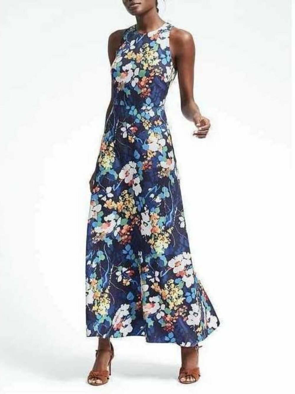 New 16 Banana republic bold floral maxi dress in blue